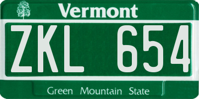 VT license plate ZKL654