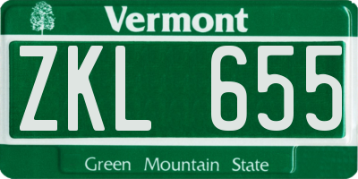 VT license plate ZKL655