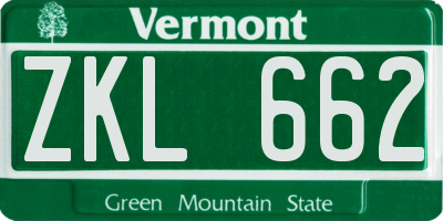 VT license plate ZKL662