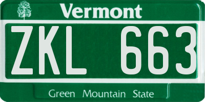 VT license plate ZKL663