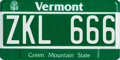 VT license plate ZKL666
