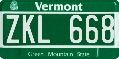 VT license plate ZKL668