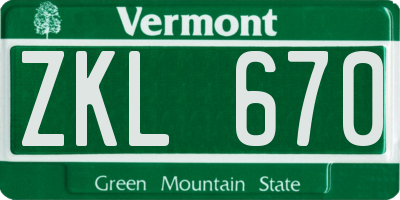 VT license plate ZKL670