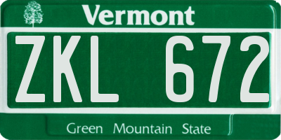 VT license plate ZKL672