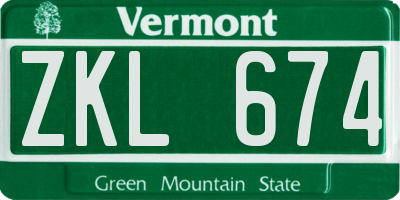 VT license plate ZKL674