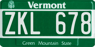 VT license plate ZKL678