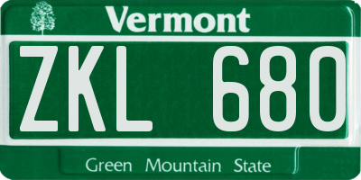 VT license plate ZKL680