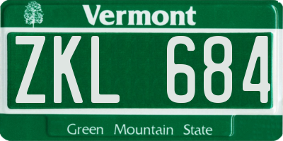 VT license plate ZKL684