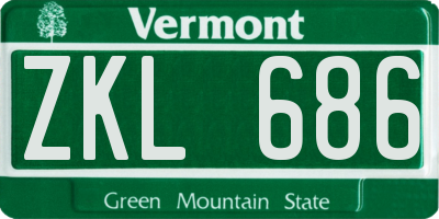 VT license plate ZKL686