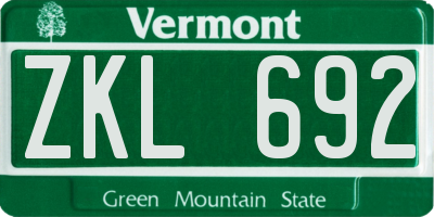 VT license plate ZKL692