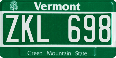 VT license plate ZKL698