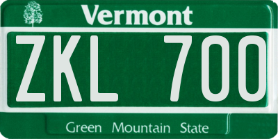 VT license plate ZKL700