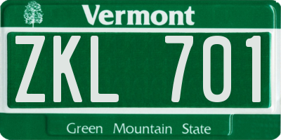 VT license plate ZKL701