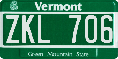 VT license plate ZKL706