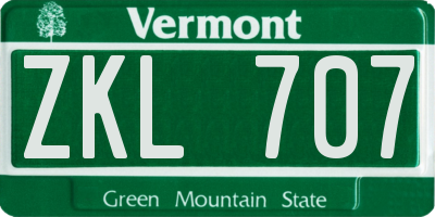 VT license plate ZKL707