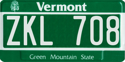 VT license plate ZKL708