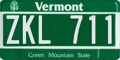 VT license plate ZKL711