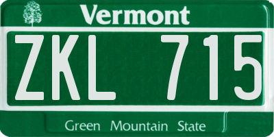 VT license plate ZKL715