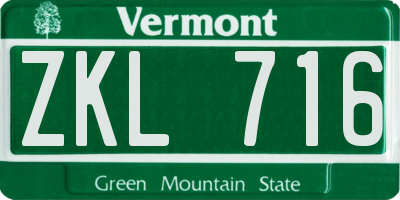 VT license plate ZKL716