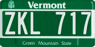 VT license plate ZKL717