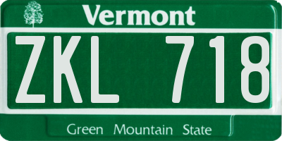 VT license plate ZKL718