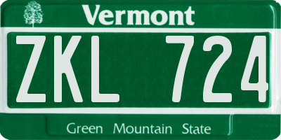 VT license plate ZKL724