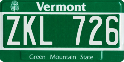 VT license plate ZKL726