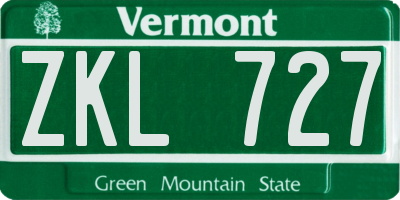 VT license plate ZKL727