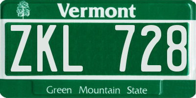 VT license plate ZKL728