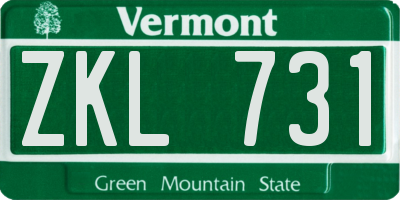 VT license plate ZKL731