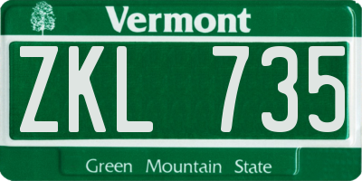VT license plate ZKL735