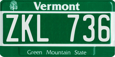 VT license plate ZKL736