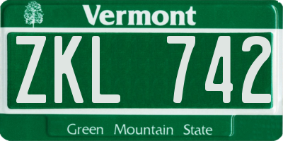 VT license plate ZKL742
