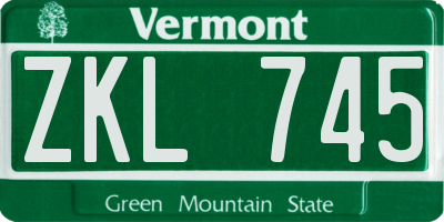 VT license plate ZKL745