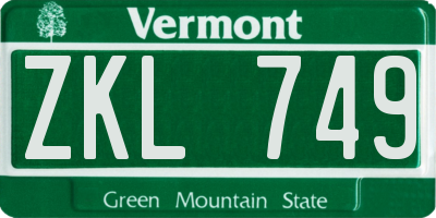 VT license plate ZKL749