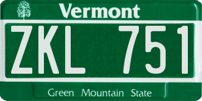 VT license plate ZKL751
