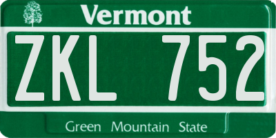 VT license plate ZKL752