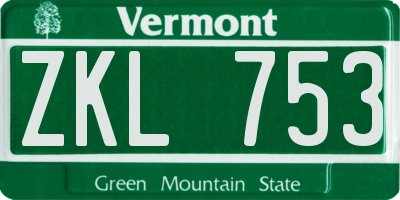 VT license plate ZKL753