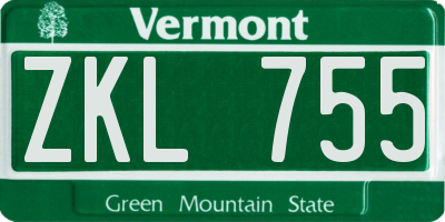 VT license plate ZKL755