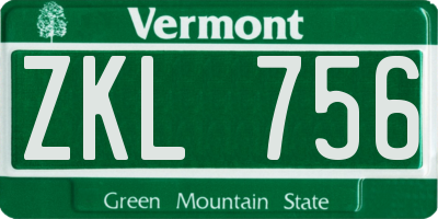 VT license plate ZKL756
