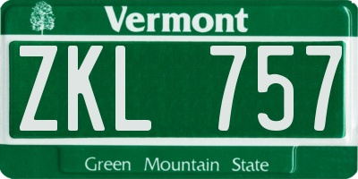 VT license plate ZKL757