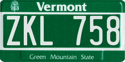 VT license plate ZKL758