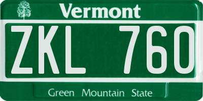 VT license plate ZKL760