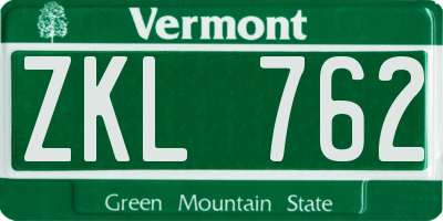 VT license plate ZKL762