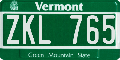 VT license plate ZKL765