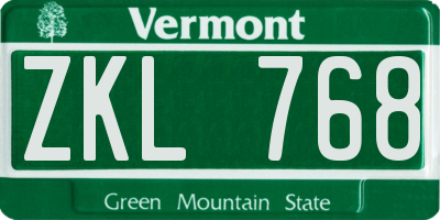 VT license plate ZKL768