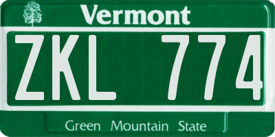 VT license plate ZKL774
