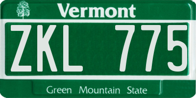 VT license plate ZKL775