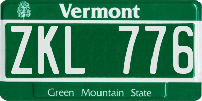 VT license plate ZKL776