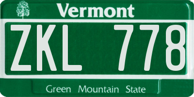VT license plate ZKL778